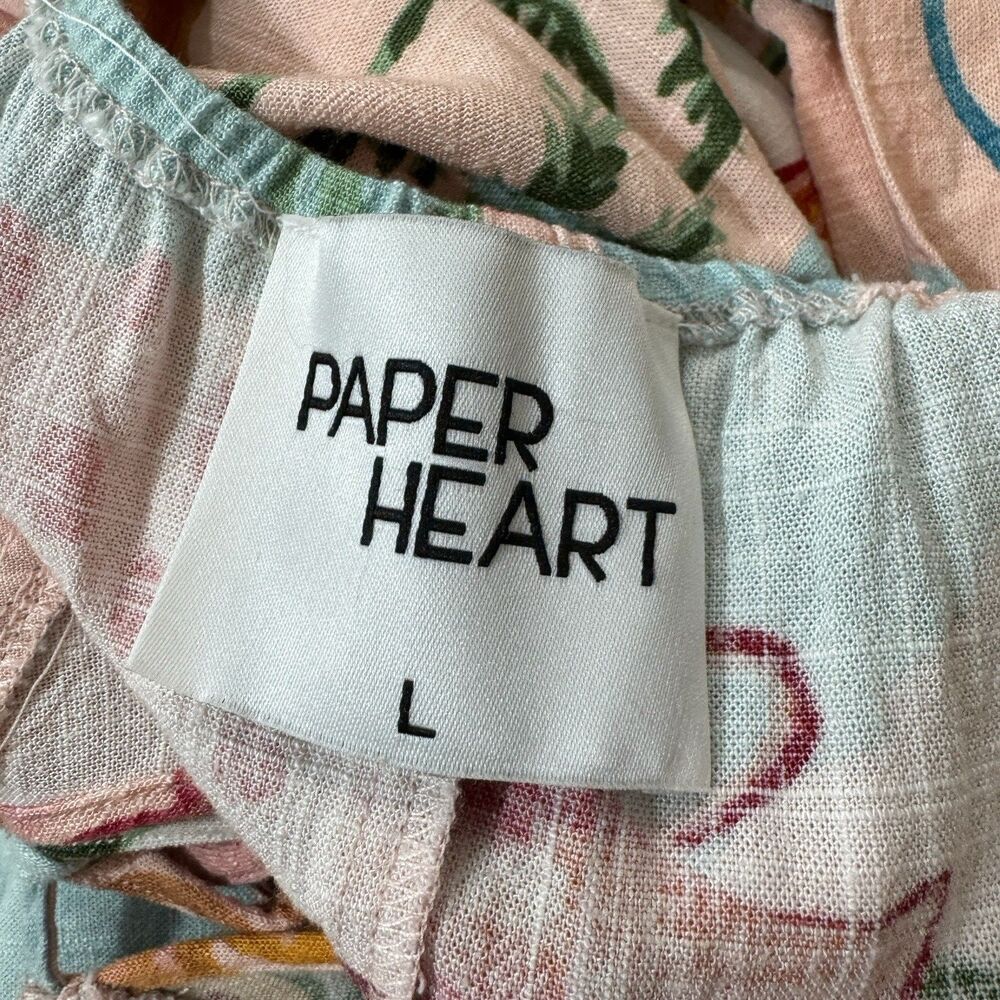 Anthropologie Paper Heart Large Fryit Fruit Maxi Dress Linen Blend Womens READ - Picture 3 of 14